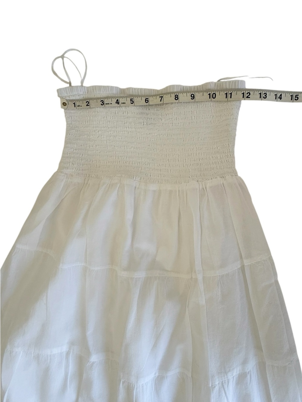 American Eagle White Cotton Midi Dress S Smocked Tiered Boho Prairie Cottagecore - Picture 9 of 13